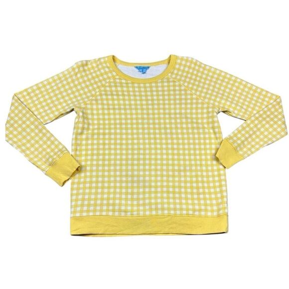 Draper James Natalie Yellow Gingham 100% Cotton Reese Witherspoon Brand Sweatshi - Picture 1 of 5